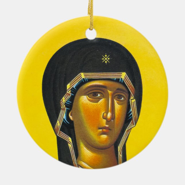 Ancient Orthodox icon Ceramic Tree Decoration (Back)