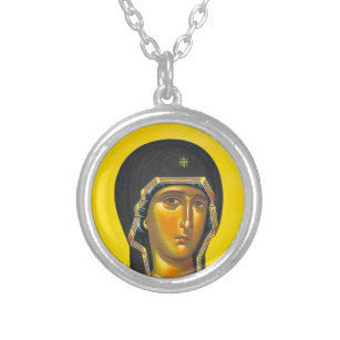 Ancient Orthodox icon Silver Plated Necklace