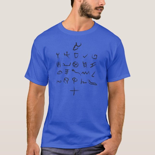 Ancient Paleo Hebrew Alephbet Black T-Shirt (Front)