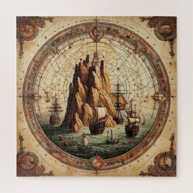 Ancient Portugal Ships Map 1 Jigsaw Puzzle (Vertical)