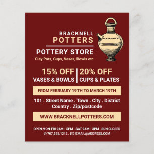 Ancient Pot, Pottery Store, Potters Advertising Flyer