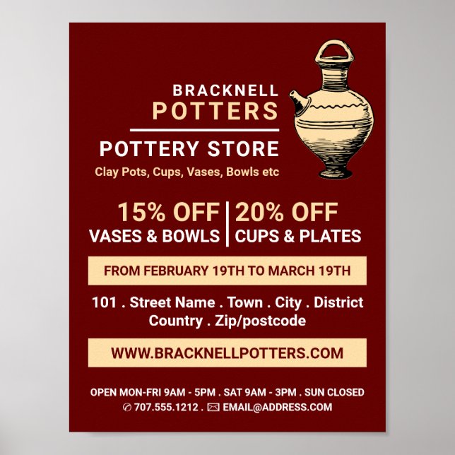 Ancient Pot, Pottery Store, Potters Advertising Poster (Front)