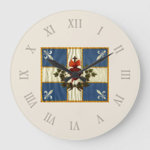 Ancient Quebec flag Chime Sacred Heart Large Clock