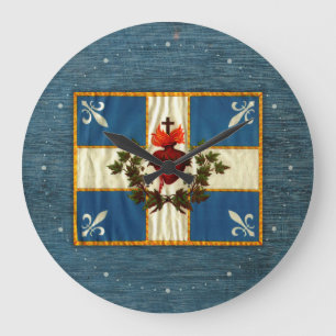Ancient Quebec flag Chime Sacred Heart Large Clock