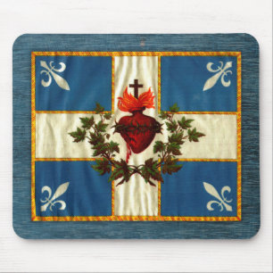 Ancient Quebec flag Chime Sacred Heart Mouse Pad