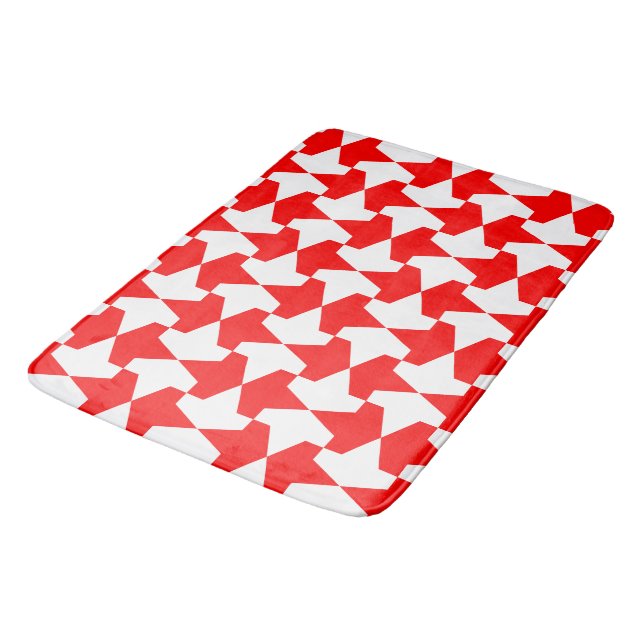 Ancient Red and White Muslim Mamluks Pattern Bath Mat (Angled)