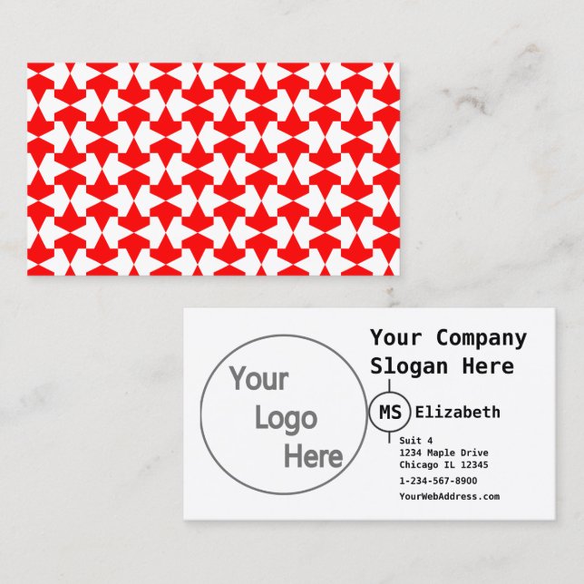 Ancient Red and White Muslim Mamluks Pattern Business Card (Front/Back)