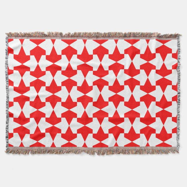 Ancient Red and White Muslim Mamluks Pattern Throw Blanket (Front)