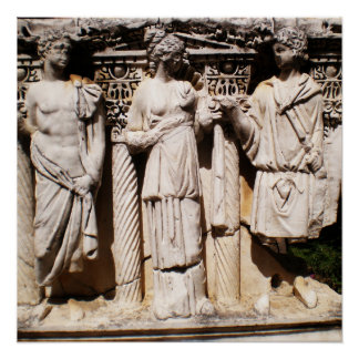 Ancient relief engravings sculptures in Turkey Poster