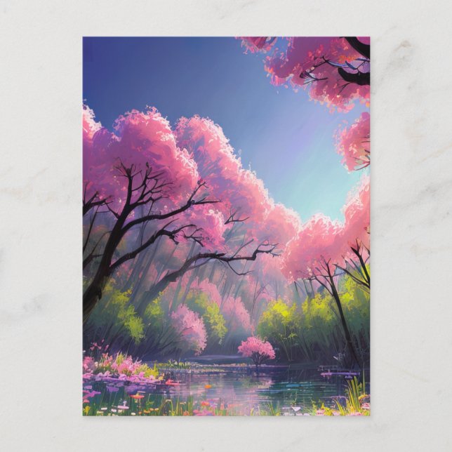 Ancient River's Grace amidst the Forest's Beauty Postcard (Front)