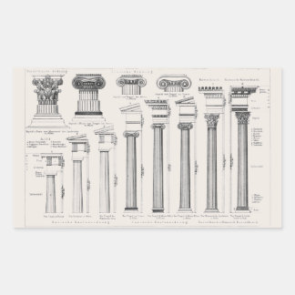 Ancient Roman Columns Architectural Drawing Rectangular Sticker