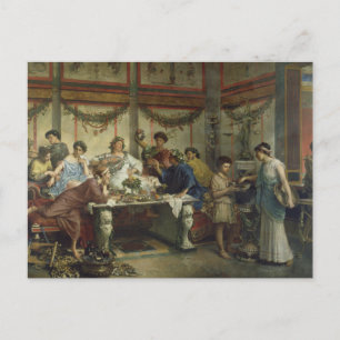Ancient Roman Dinner Party Feast Postcard