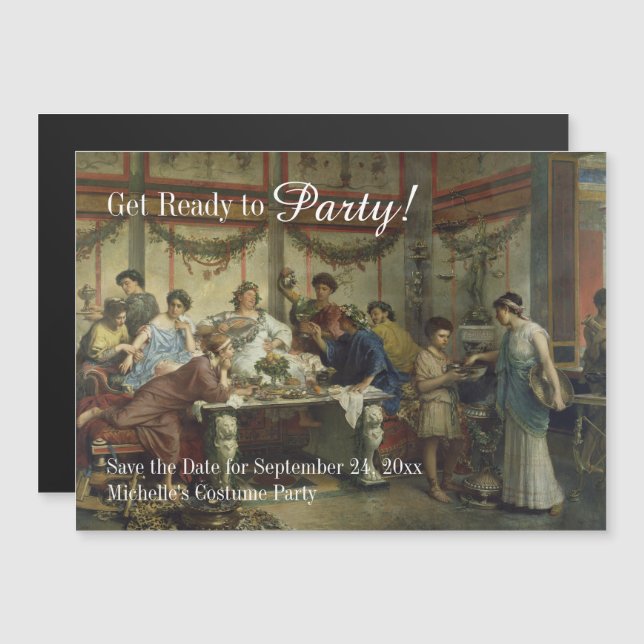 Ancient Roman Dinner Party Feast Save the Date Magnetic Invitation (Front/Back)