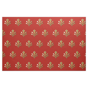 Ancient Roman Gold Pattern With Red Background Fabric