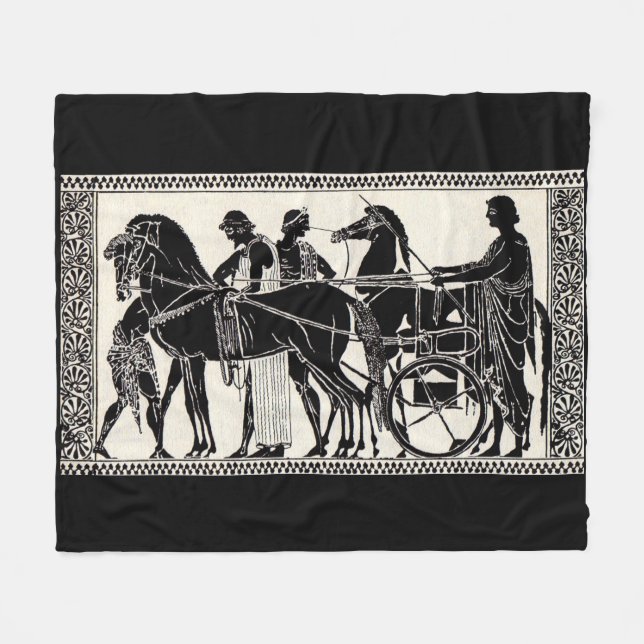 ancient Roman men and horses print Fleece Blanket (Front (Horizontal))