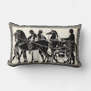 ancient Roman men and horses print Lumbar Cushion