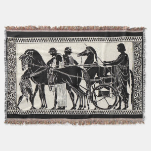 ancient Roman men and horses print Throw Blanket