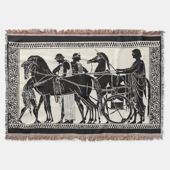 ancient Roman men and horses print Throw Blanket (Front)