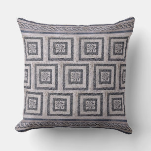 Ancient Roman Mosaic Torsade and Spiral Cushion