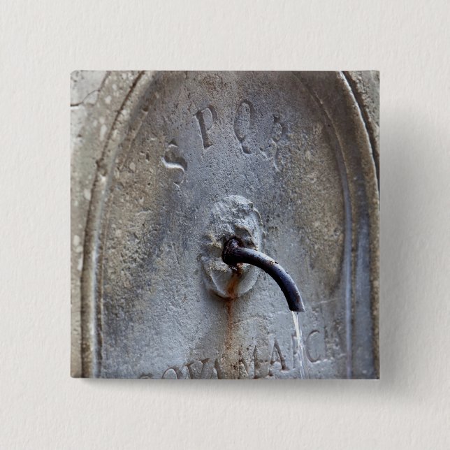 Ancient Roman public water fountain 15 Cm Square Badge (Front)