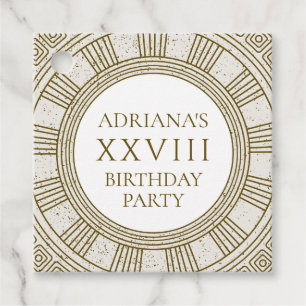 Ancient Rome Birthday Party with stone elements Favour Tags