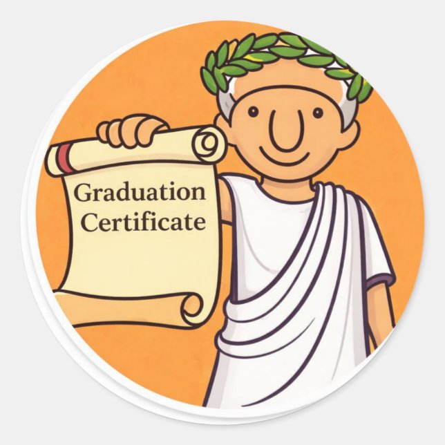 Ancient Rome Graduation Certificate  Ceasar   Classic Round Sticker (Front)