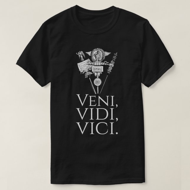 Ancient Rome Julius Caesar Latin Quote  Veni Vidi  T-Shirt (Design Front)