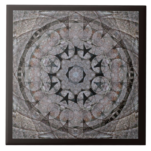 Ancient Rome Style Shell Scroll Stone Mandala Ceramic Tile (Front)