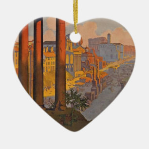 Ancient Rome Travel Ad Painting Ceramic Tree Decoration