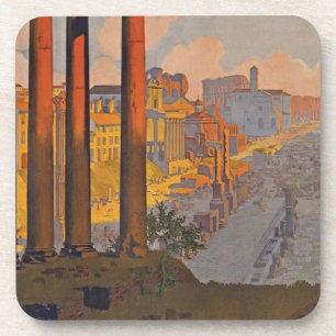 Ancient Rome Travel Ad Painting Coaster