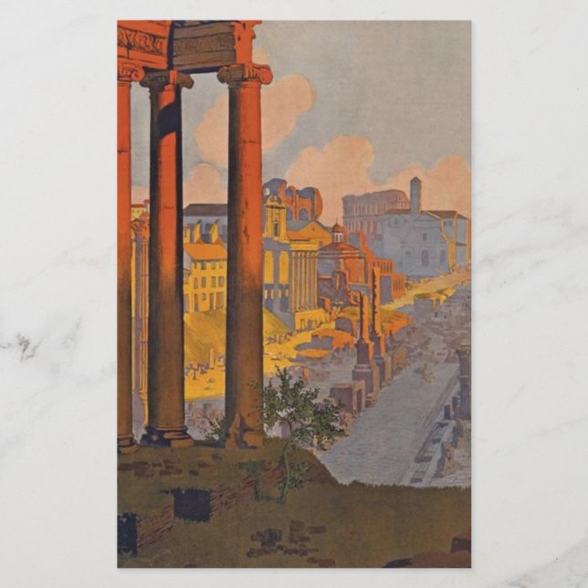 Ancient Rome Travel Ad Painting Stationery (Front)