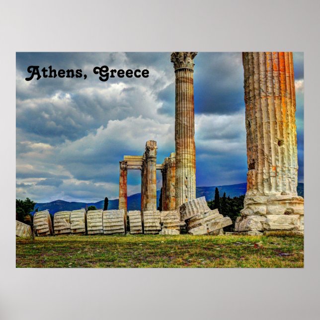 Ancient Ruins in Athens Greece Poster (Front)
