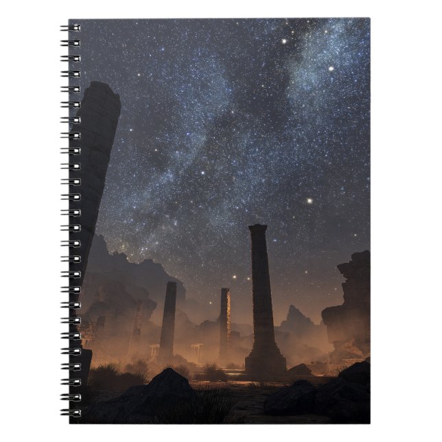 Ancient Ruins Starry Desert Night Notebook (Front)