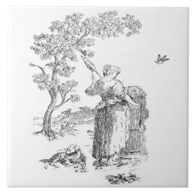 Ancient rural artwork ceramic tile (Front)