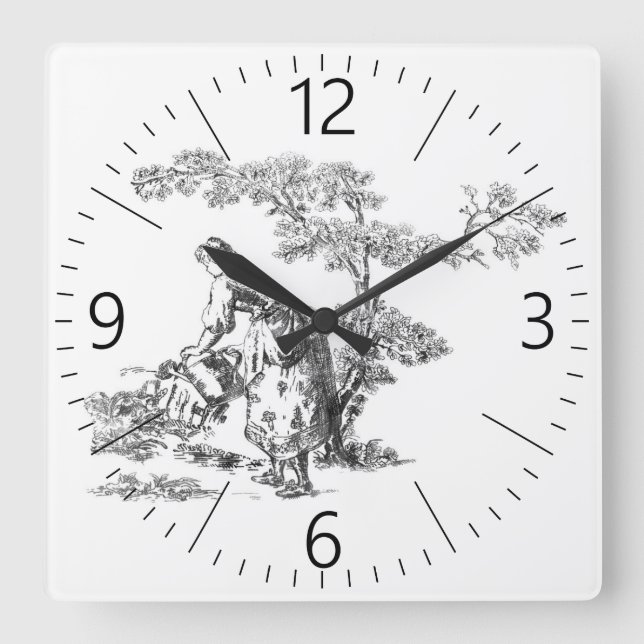 Ancient rural artwork square wall clock (Front)