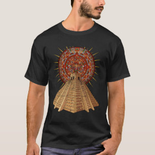 Ancient Sacred Mayan Aztec Calendar Pyramid Geomet T-Shirt