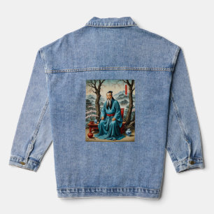 Ancient Sage Mountain Wisdom Art Denim Jacket