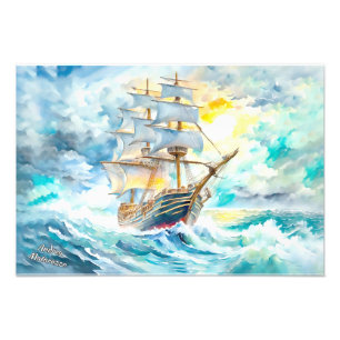 Ancient Sailboat in the Storm Photo Print