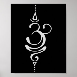 Ancient Sanskrit Breathe Om Yoga Meditation Symbol Poster