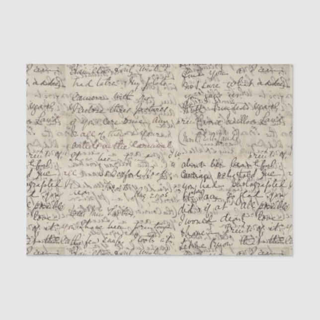 Ancient Script Calligraphy Vintage Print Tissue Paper (Front)