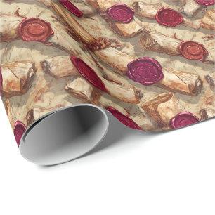 Ancient Scrolls with Wax Seals D&D Lore Wrapping Paper