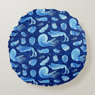 Ancient sea animals: Trilobites, Anomalocaris... Round Cushion