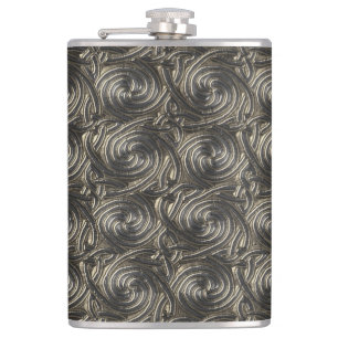 Ancient Silver Celtic Spiral Knots Pattern Hip Flask