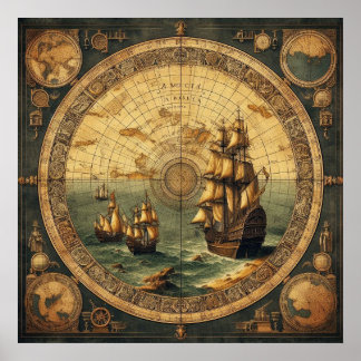 Ancient Spanish Sailing Ship 2 Poster