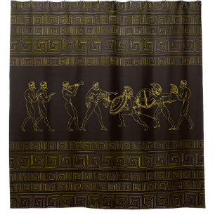 Ancient Sparta  Greece scene on greek pattern Shower Curtain