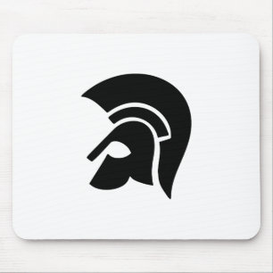 Ancient Spartan Soldier Helmet Black Mouse Pad