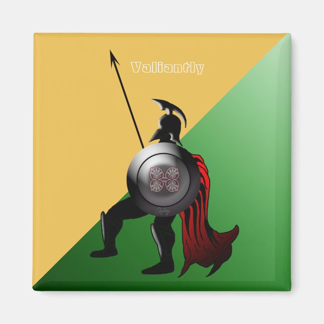 Ancient Spartan Warrior Green and Yellow Magnet (Front)