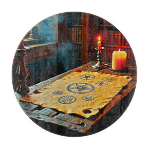 Ancient Spells on a Mystic Scroll Cutting Board