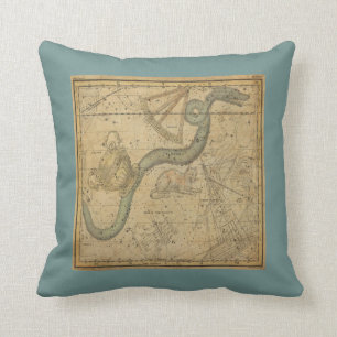Ancient Star Chart of the Hydra Constellation Cushion