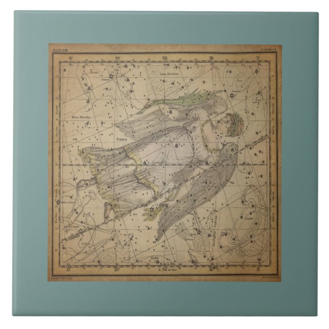 Ancient Star Chart of Virgo the Moon  Ceramic Tile (Front)